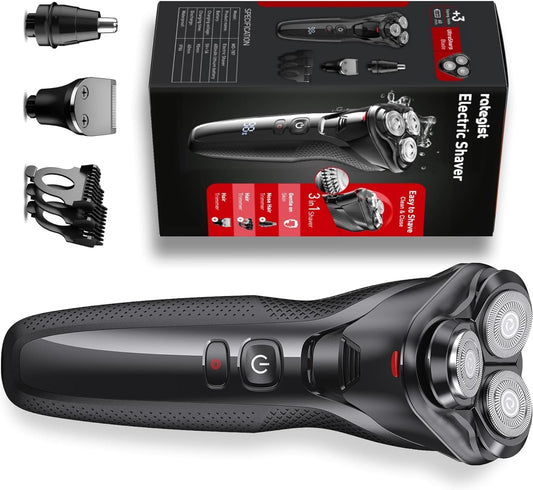 Kit de aseo para hombres, recortadora y afeitadora eléctrica 3 en 1, IPX7 impermeable para uso húmedo/seco, cuchillas de precisión listas para viajar