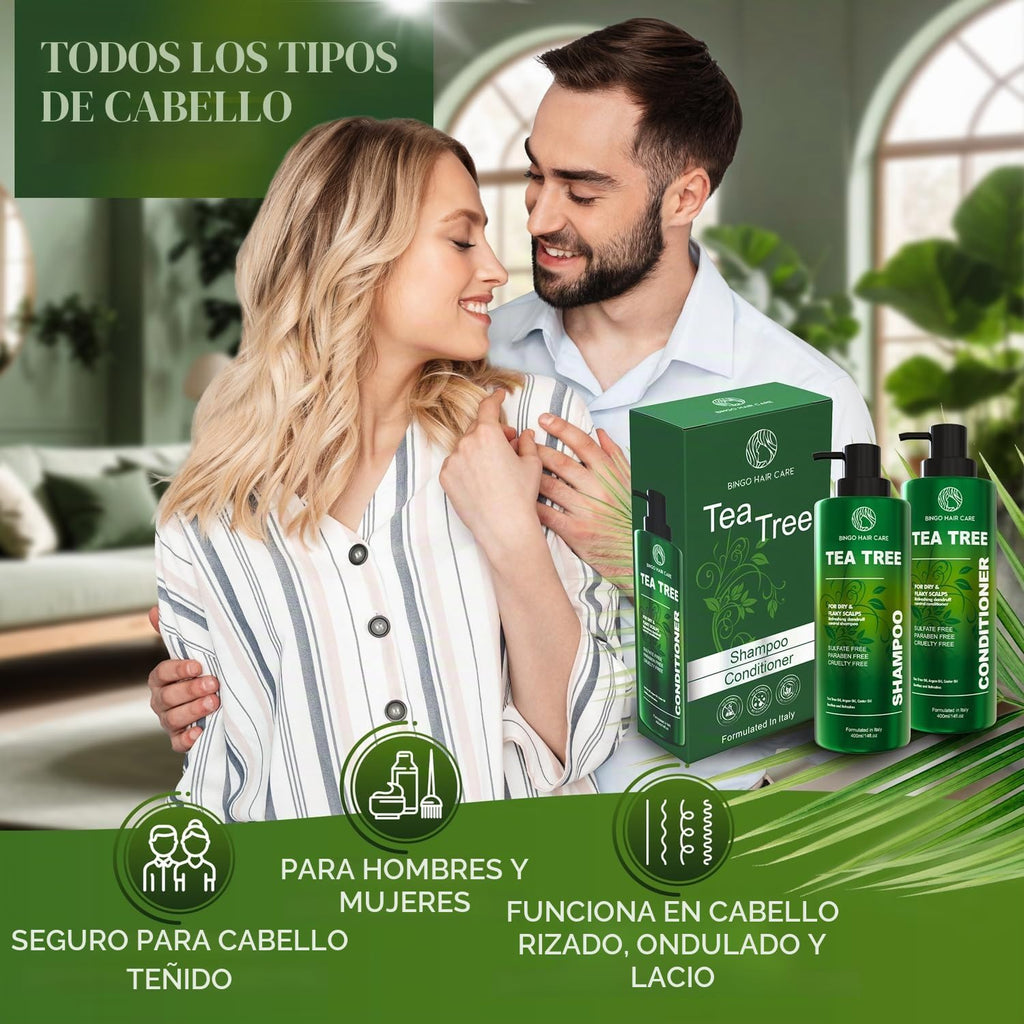 Juego de champú y acondicionador de árbol de té, sin sulfato, cuida...