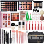 Kit de maquillaje todo en uno para mujer, kit completo de maquillaje, juego de regalo de maquillaje para mujer, paquete esencial de maquillaje incluye base, imprimación facial, paleta de sombras de