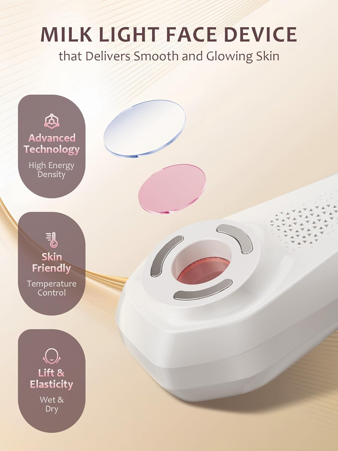 INTEO Masajeador facial multifuncional, dispositivo de brillo de vi...