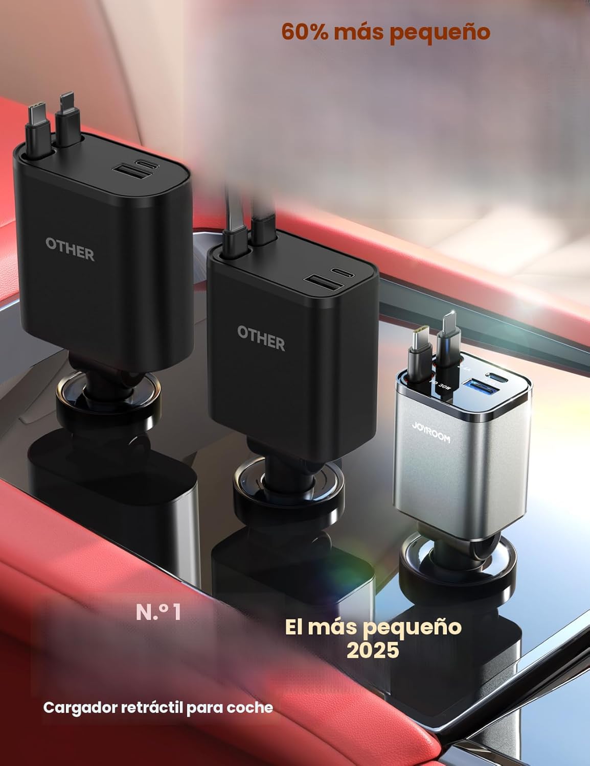 [2026 Ultra-compacto] JOYROOM Cargador retráctil para automóvil de...