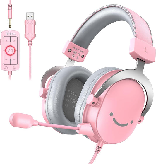 FIFINE Auriculares USB para juegos, auriculares con cable sobre la...