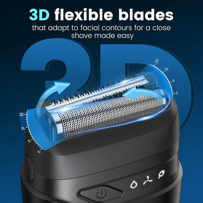 Brightup Afeitadoras eléctricas de aluminio para hombres, mini maquinilla de afeitar eléctrica para afeitarse la cara, afeitadora compacta de viaje con cuchillas flotantes, maquinilla de afeitar impermeable en húmedo y seco recargable por USB C