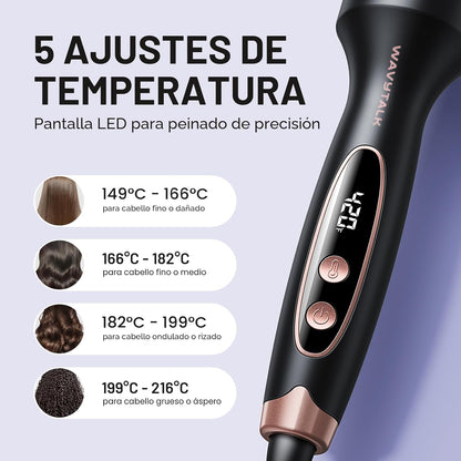 Wavytalk Cepillo Térmico, Blowout Boost Cepillo Redondo Calentado d...