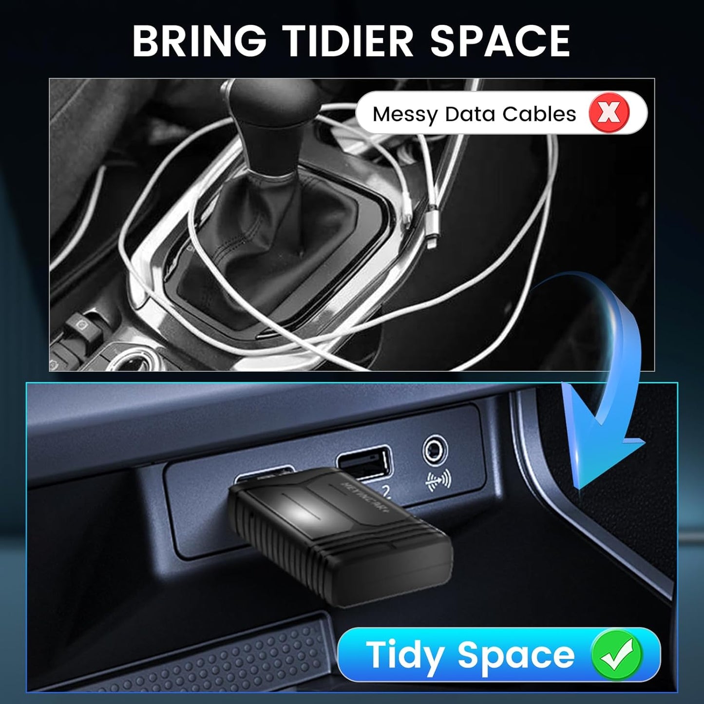H-Air - Adaptador inalámbrico CarPlay y Android Auto, actualización 2025, dongle USB Plug & Play, convierte CarPlay Auto con cable a inalámbrico, sin latencia, conexión rápida, para