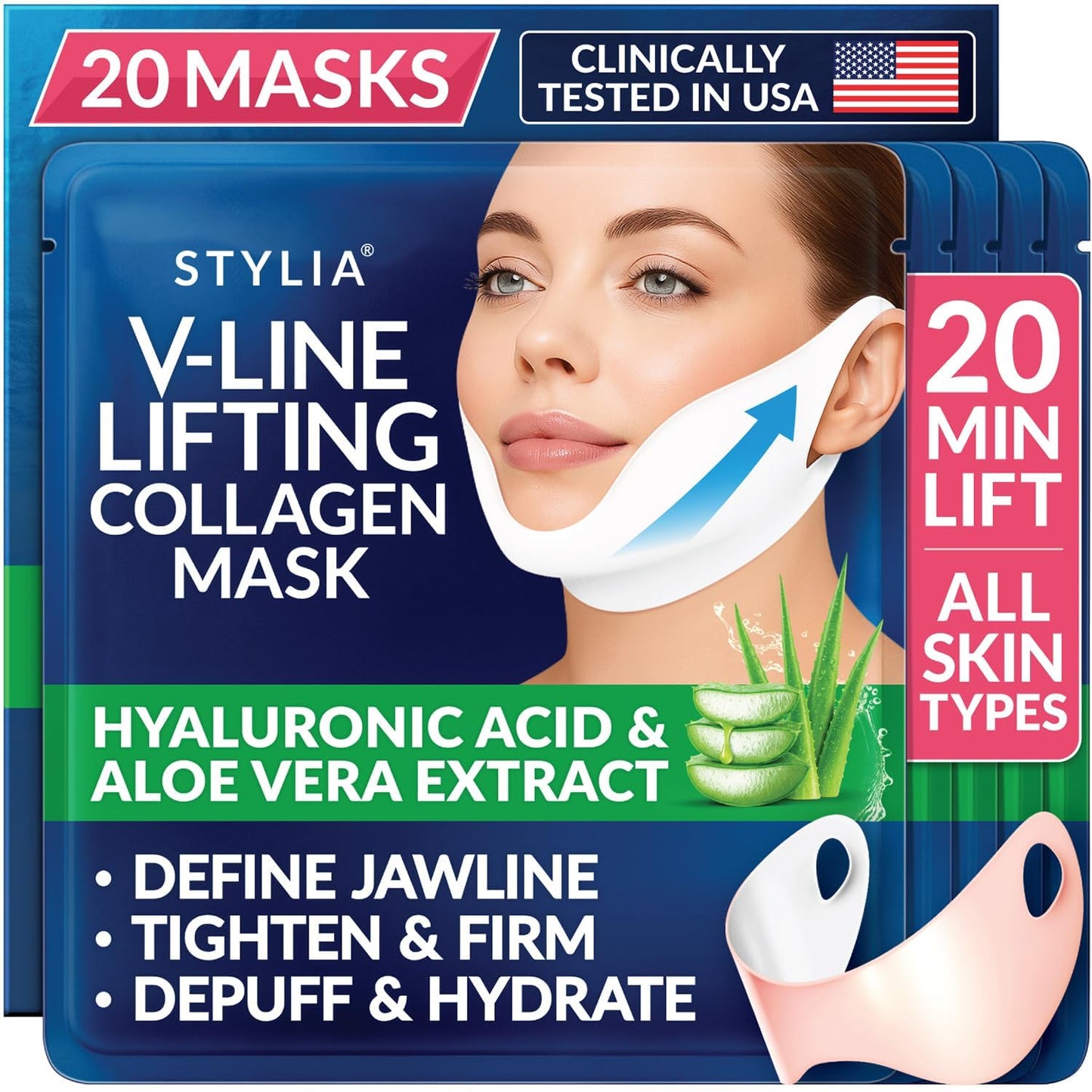 STYLIA V Line - Máscara facial de colágeno de elevación \u2013 Leva...