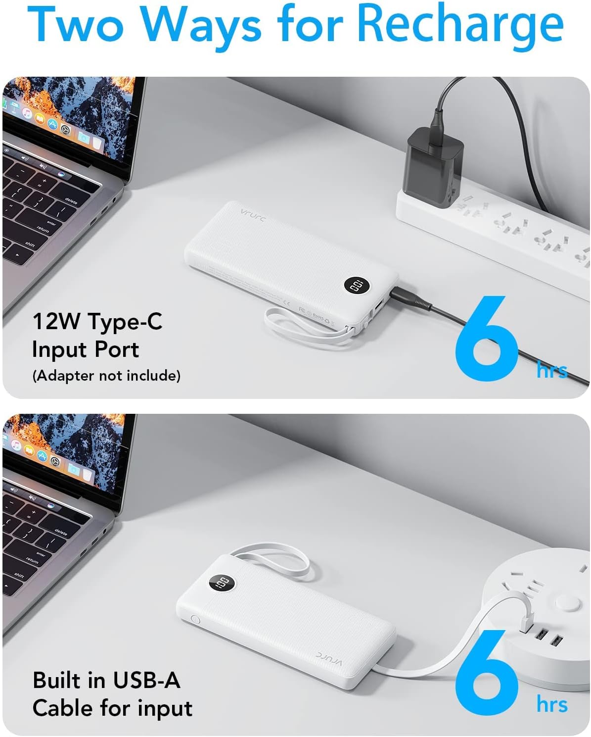 VRURC Cargador Portátil Power Bank, Paquete de Batería Esencial de...