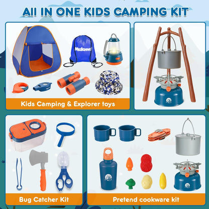 Meland Juego de camping para niños con tienda de campaña, juguete d...