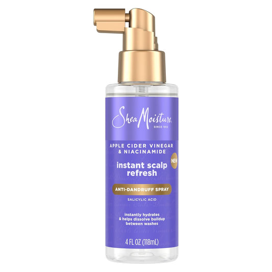 Shea Moisture Instant Scalp Refresh Spray anticaspa con ácido salicílico y tecnología de reparación del cuero cabelludo hidrata el cuero cabelludo seco, elimina la acumulación y controla la picazón y
