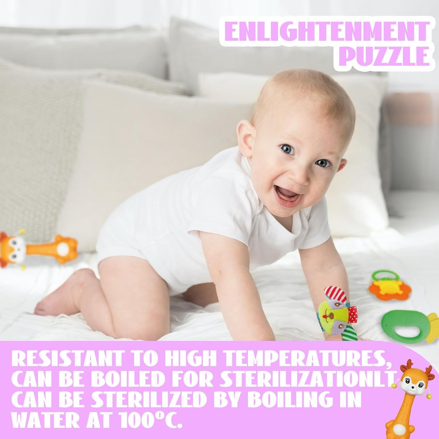 Cocurb Juego de 30 piezas de juguetes de bebé de alto contraste para bebés, sonajeros, juguetes de dentición y calcetines de muñeca, adecuado para 6 meses, regalo perfecto para bebés para niños y