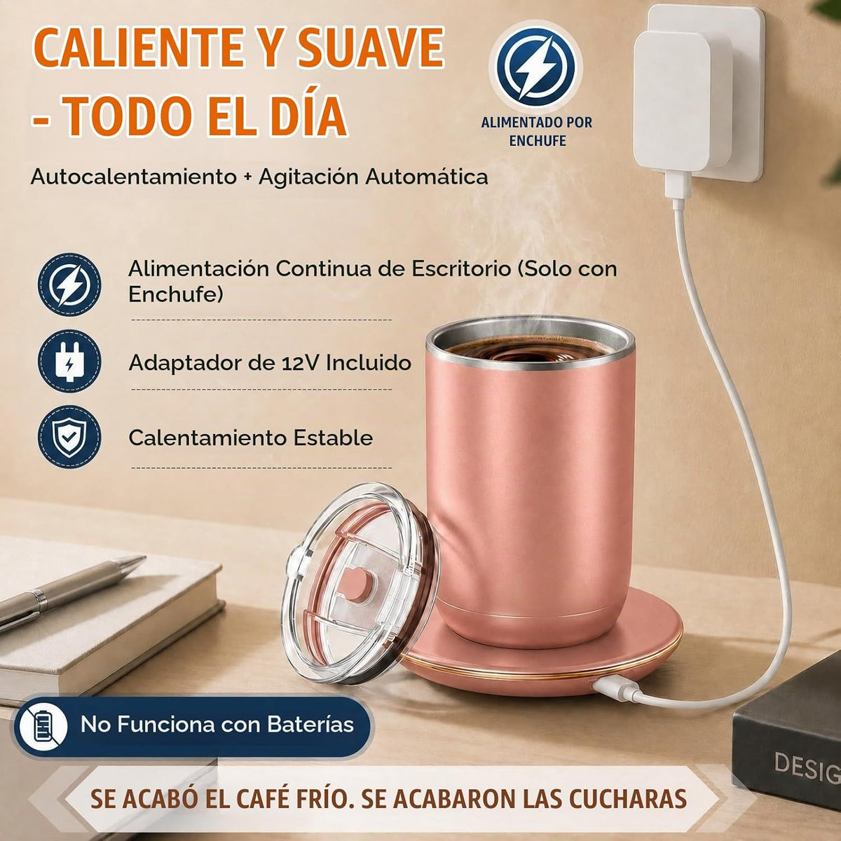 Juego de 2 tazas de café con agitación automática, tazas calentadas...