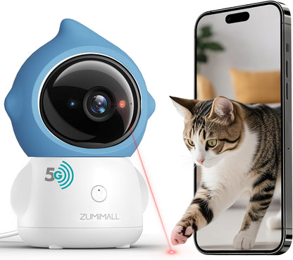 ZUMIMALL Cámara para mascotas para interiores, cámara WiFi 5G\/2.4G...