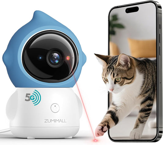 ZUMIMALL Cámara para mascotas para interiores, cámara WiFi 5G\/2.4G...
