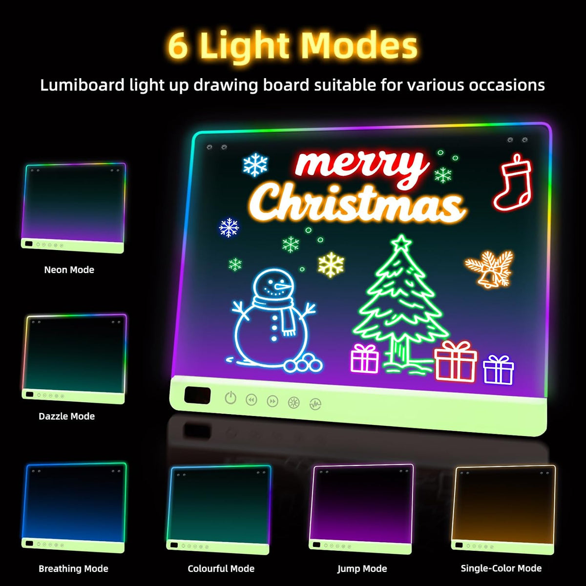 Lumiboard Tablero de dibujo LED con 13 efectos de luz, tablero de n...