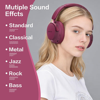 RORSOU Auriculares Bluetooth B8 sobre la oreja, 6 modos de música e...