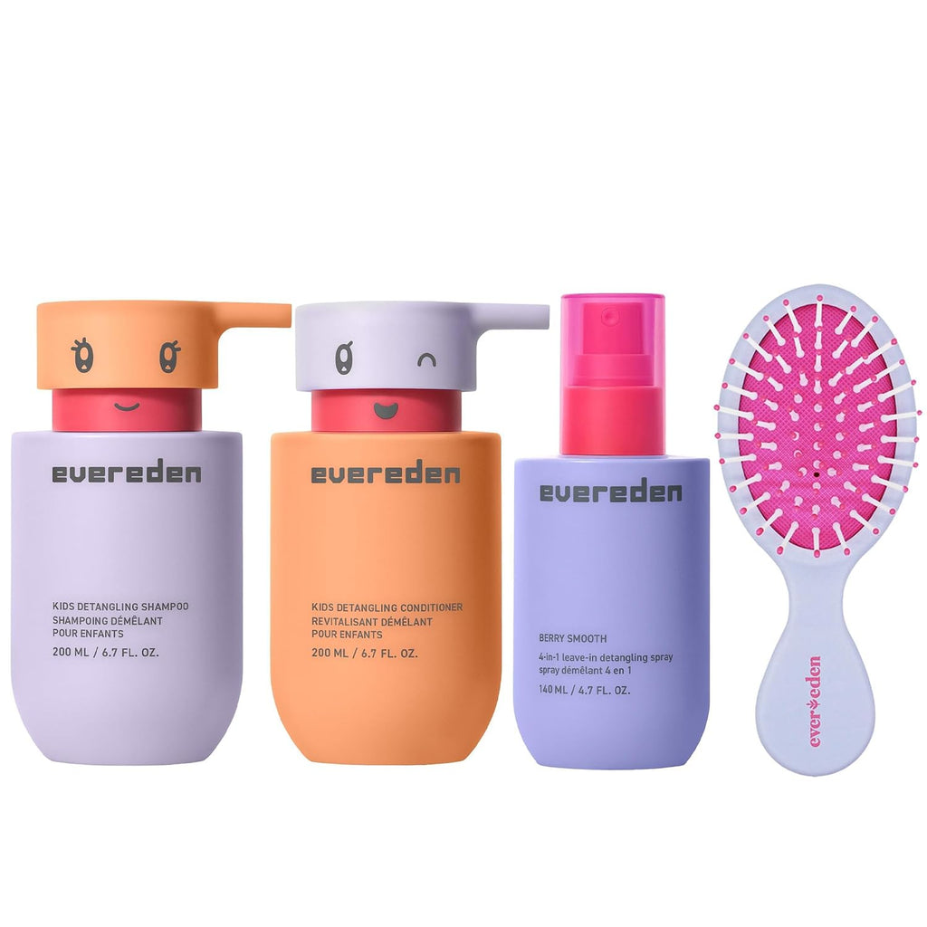 Evereden Kids Champú, acondicionador y espray desenredante + cepill...