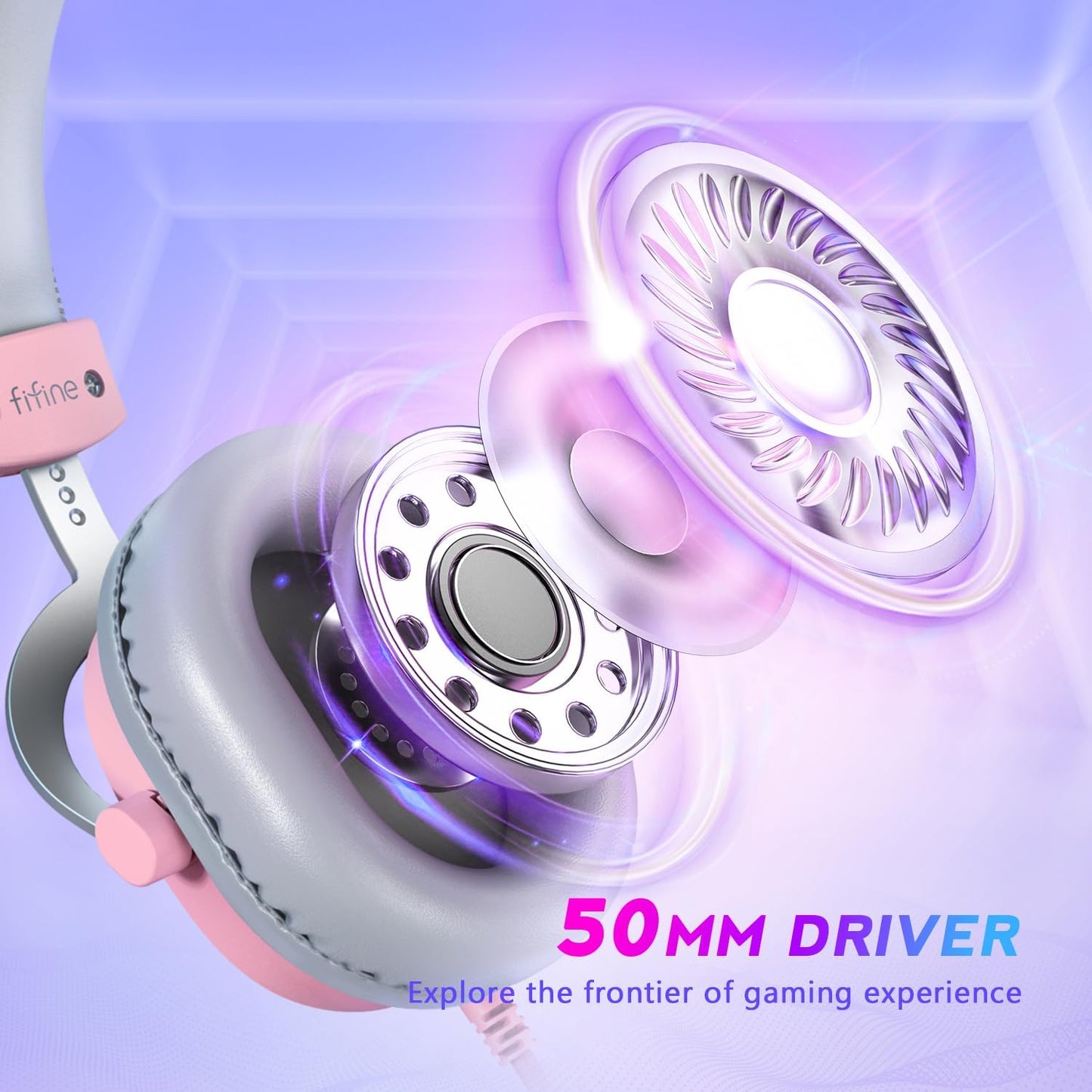 FIFINE Auriculares USB para juegos, auriculares con cable sobre la...