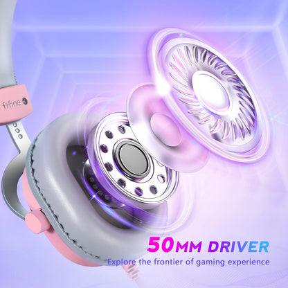 FIFINE Auriculares USB para juegos, auriculares con cable sobre la...