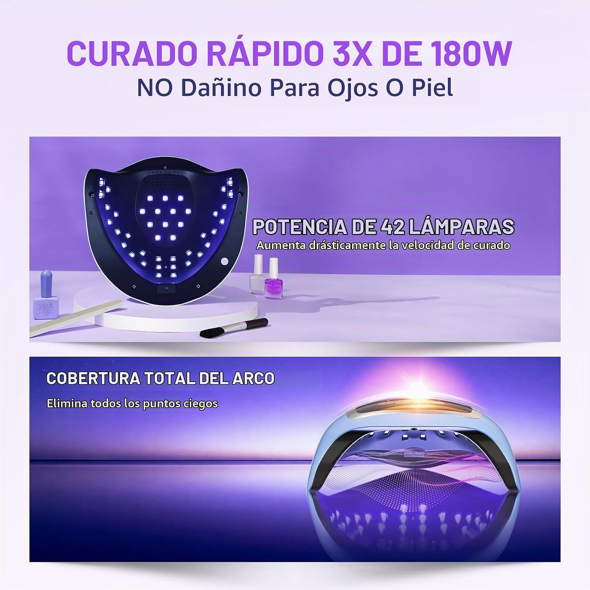 Gugusure Lámpara de uñas LED UV, secador de uñas mejorado de 180 W...