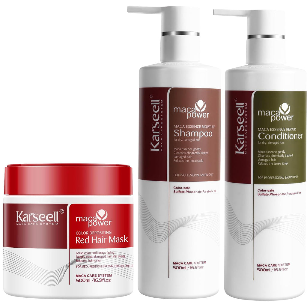 Karseell Set de champú y acondicionador de máscara de cabello rojo...