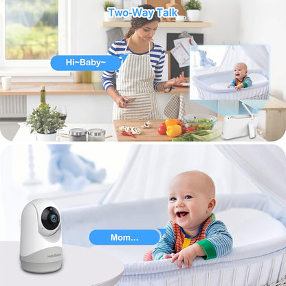 HelloBaby Monitor con cámara y audio, pantalla de 5'' con t...