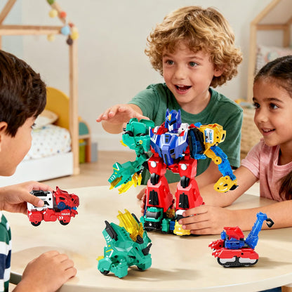 Juguetes magnéticos de robot transformables de dinosaurios, camiones de construcción de dinosaurios 6 en 1 para niños, juguetes magnéticos para niños y niñas de 3, 4, 5, 6, 7, 8, regalo
