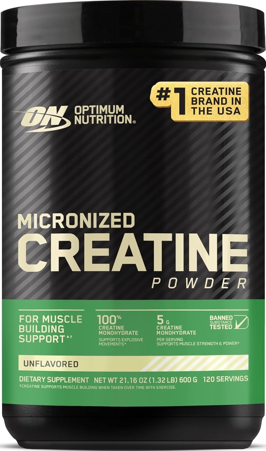 Optimum Nutrition Creatina Micronizada Monohidrato en Polvo, Sin Sa...