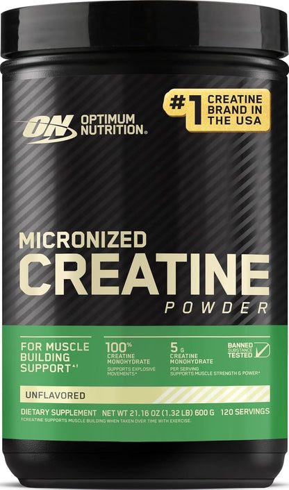 Optimum Nutrition Creatina Micronizada Monohidrato en Polvo, Sin Sa...