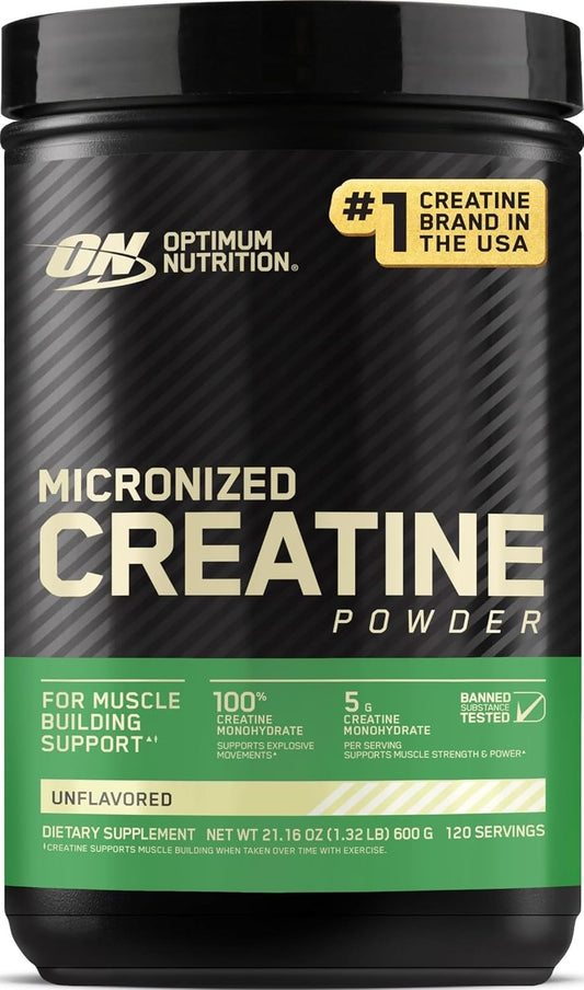 Optimum Nutrition Creatina Micronizada Monohidrato en Polvo, Sin Sa...