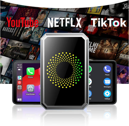 TOGUARDGO Adaptador inalámbrico 3 en 1 Carplay Magic AI Box con Net-Flix YouTube TikTok Actualización de Car Play con cable a soporte inalámbrico Unidad USB para iPhone 10+ y Android 13+