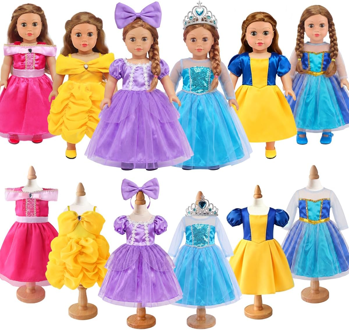 18INDC 6 juegos de vestidos de princesa para muñecas de 18 pulgadas...