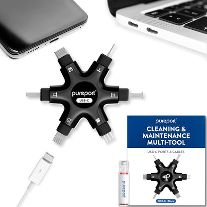 Kit de Limpieza Multi-Herramienta PurePort USB-C | Limpia, repara y restaura puertos USB C y cables de teléfono celular, tableta y portátil | Corrige conexiones poco confiables y malas | Extiende la