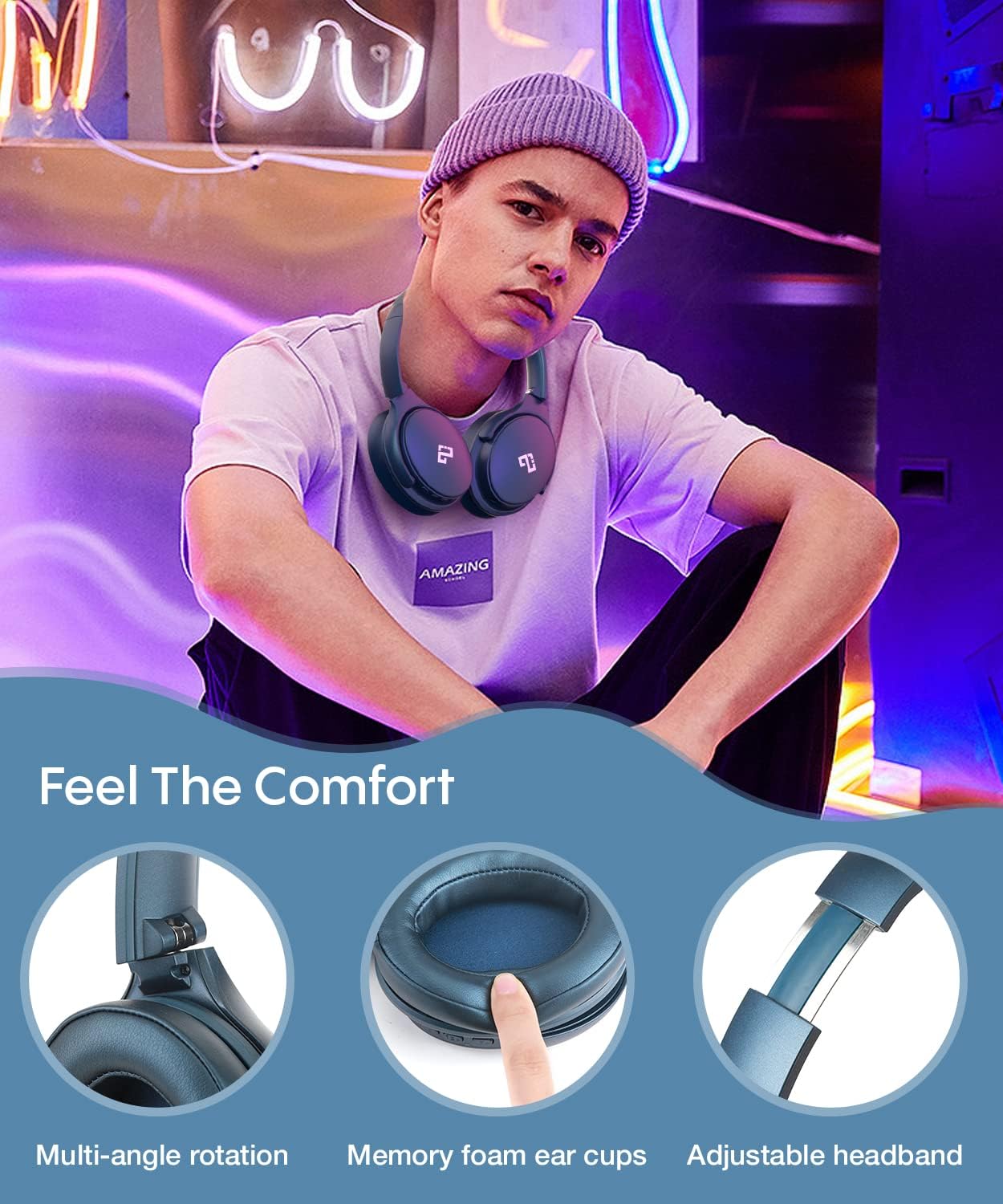 INFURTURE - Auriculares sobre la oreja con cancelación activa de ru...