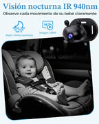 Cámara de coche de bebé HD 1080P: Fácil de instalar cámara de asien...