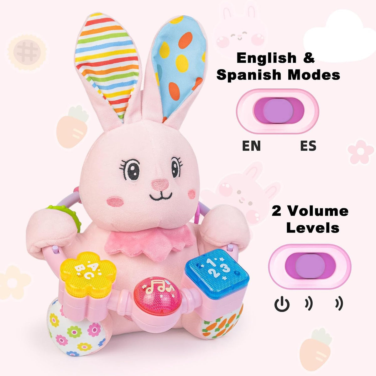 Ryotagift Juguetes de Peluche de Conejo Musical Bilingüe para Bebés...