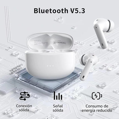 Auriculares inalámbricos A40 Pro, auriculares Bluetooth de 50 horas de reproducción, micrófono integrado con cancelación de ruido con funda de carga, auriculares Bluetooth con sonido estéreo