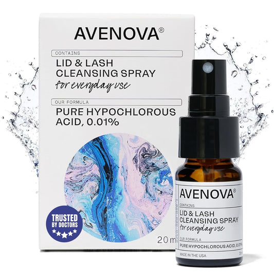 Avenova Spray Limpiador de Párpados y Pestañas - Botella de 0.68 fl oz - Spray Suave de Ácido Hipocloroso Puro para Uso Diario para Irritación Ocular