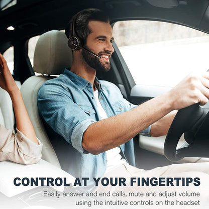 Trucker - Auriculares Bluetooth con micrófono, auriculares inalámbricos para teléfono celular con cancelación de ruido, base de carga, función de silencio para el hogar, oficina, centro de
