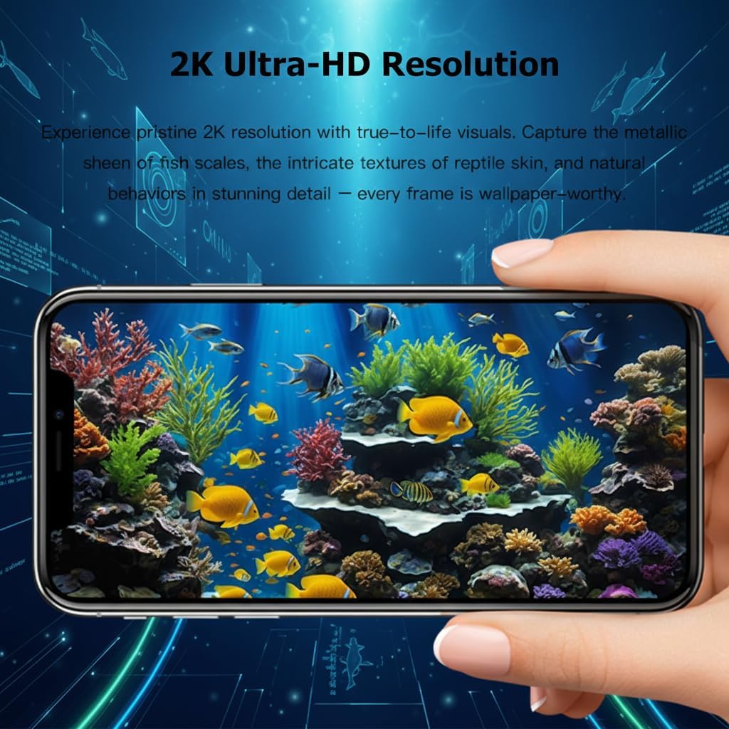 Cámara para pecera, 2K HD para acuario y terrario de reptiles, gran...