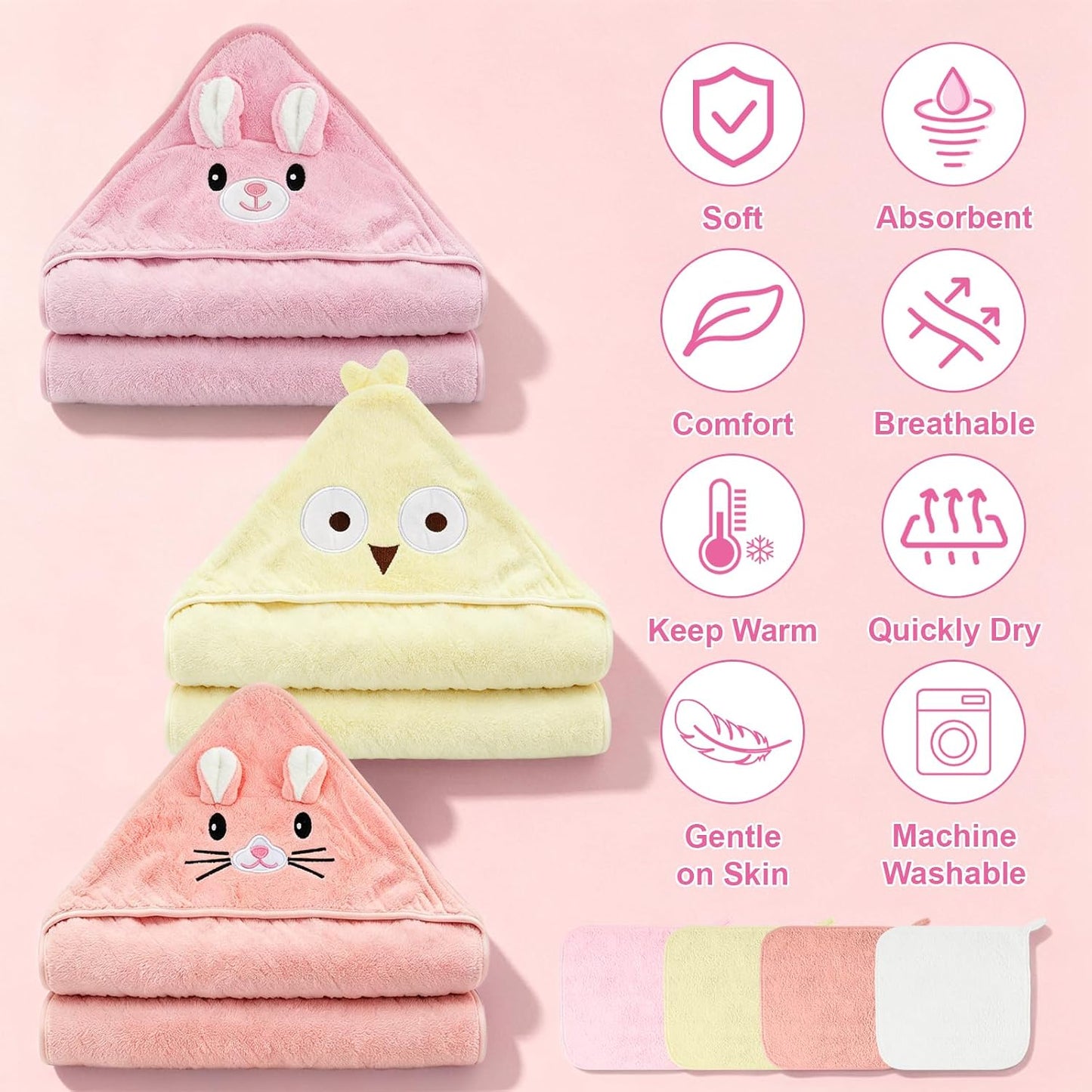 Nlicrst 16 toallas de baño para bebés y niños pequeños, toallas abs...