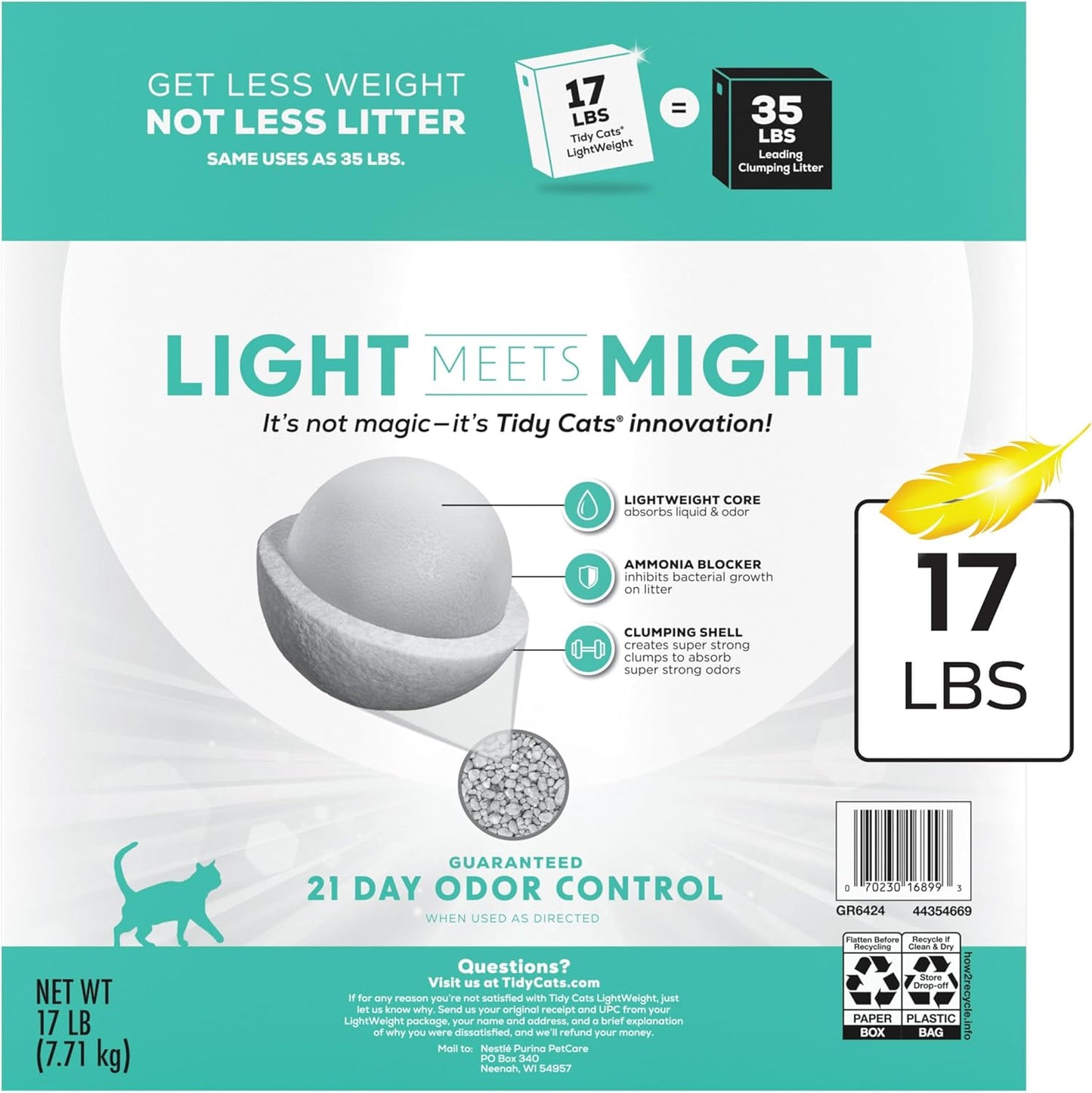 Purina Tidy Cats Arena para múltiples gatos de bajo polvo, ligera,...