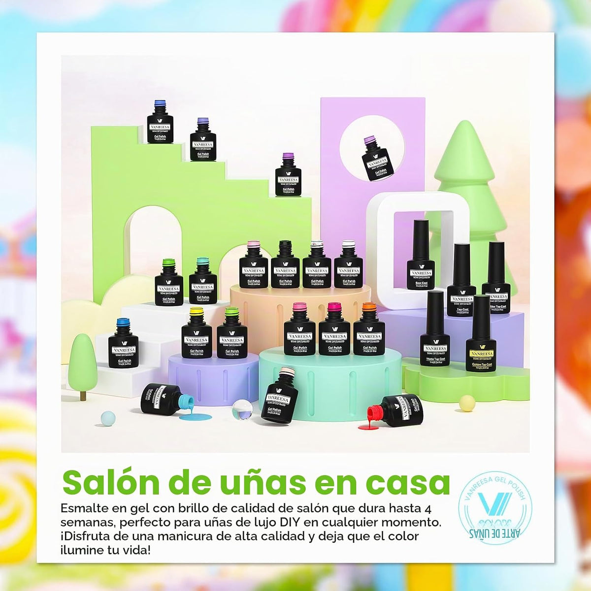 VANREESA Juego de 24 esmaltes de uñas de gel, colores de moda, con...
