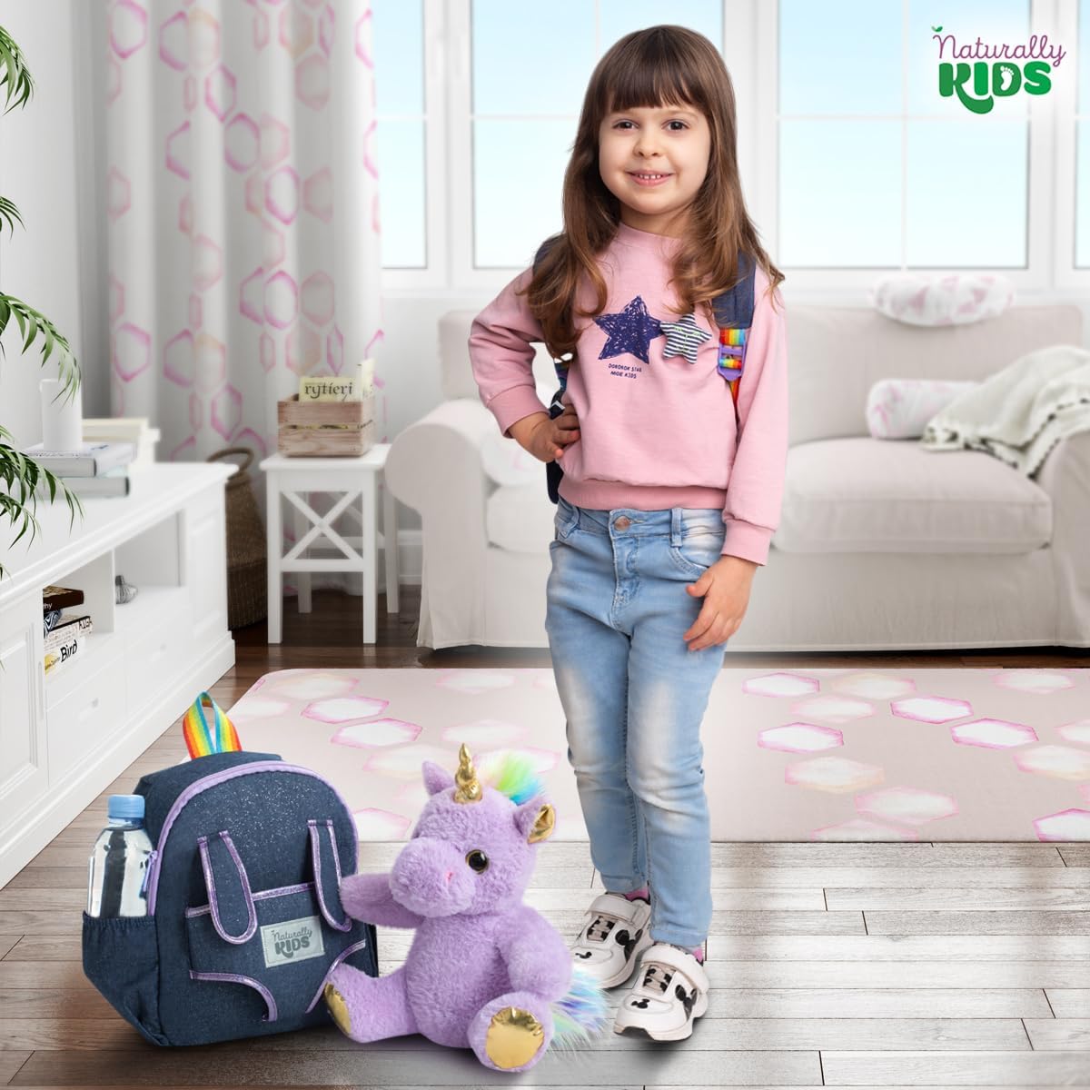 Mochila para niños pequeños Naturally KIDS con. Juguete de peluche...