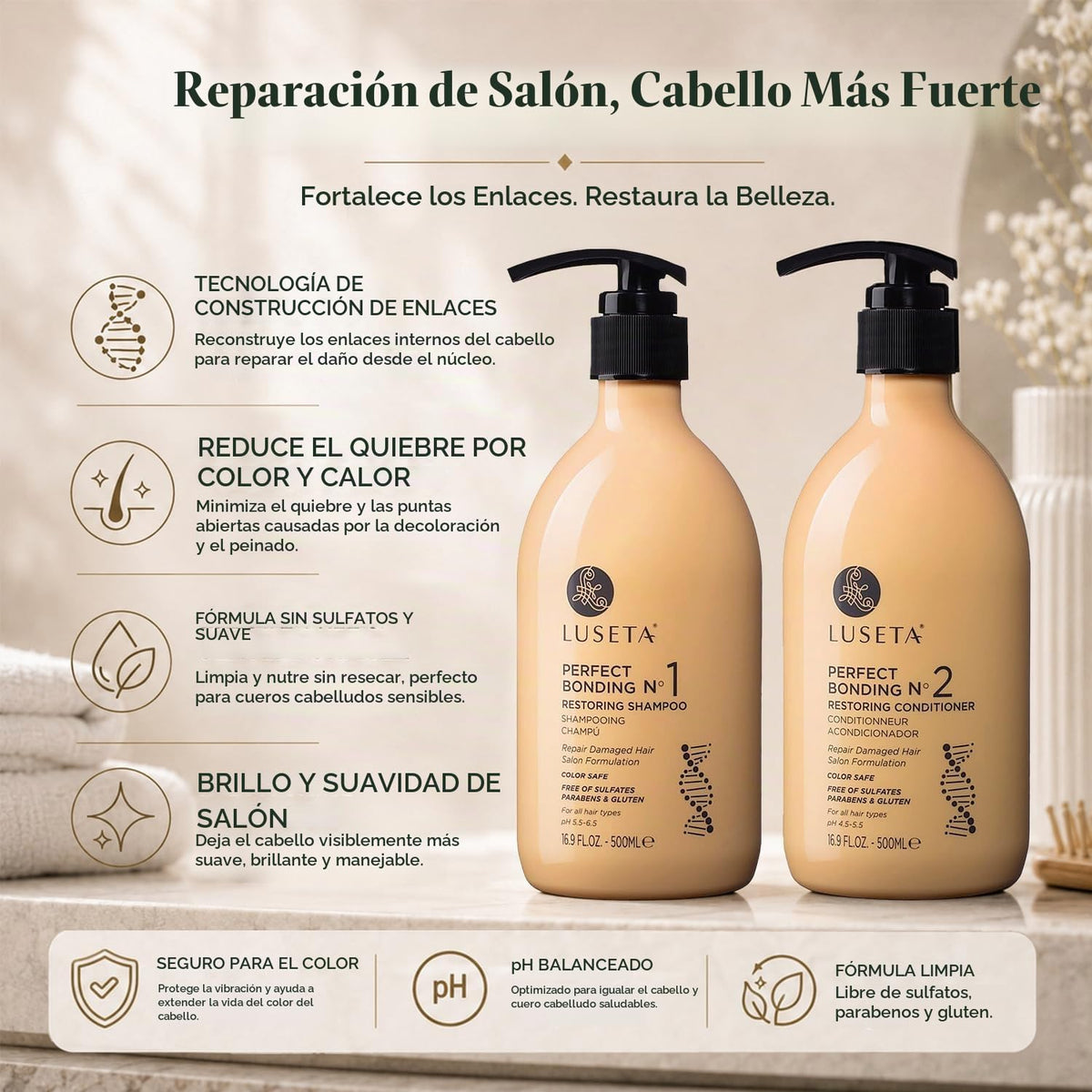 Luseta Salon - Juego de champú y acondicionador con aceite de romer...