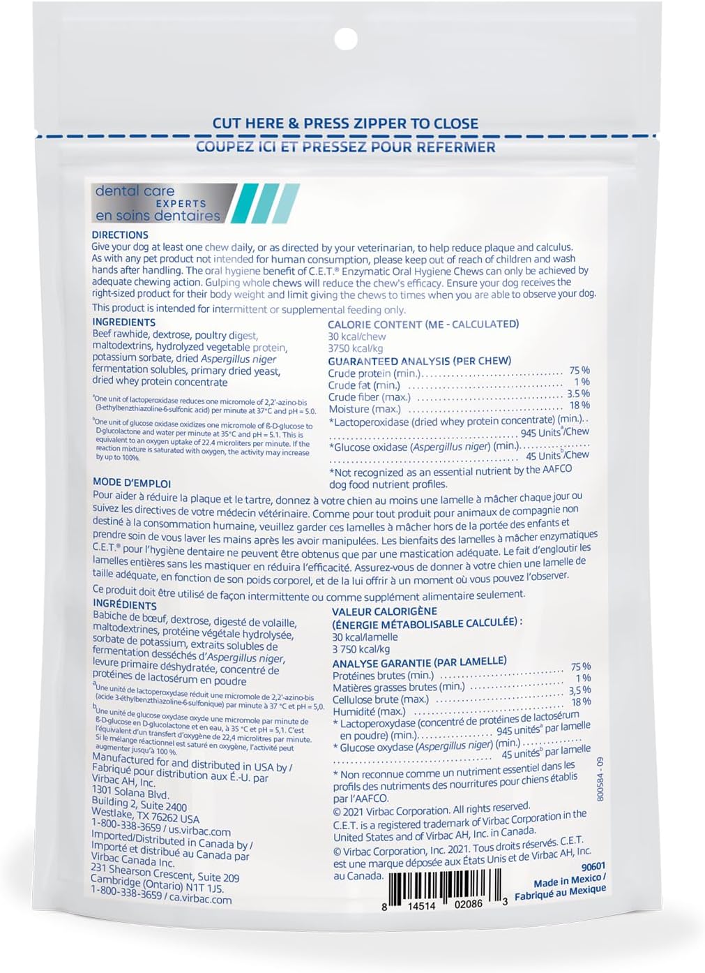 Virbac C.E.T. Enzymatic - Masticables de higiene oral para perros,...