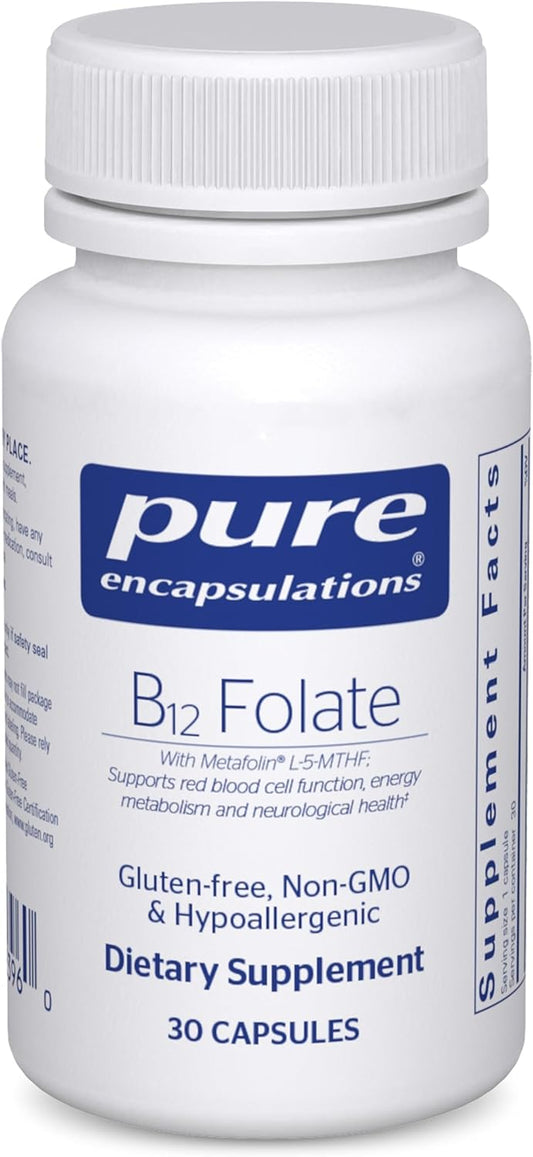 Pure Encapsulations B12 Folato - Suplemento energético para apoyar...