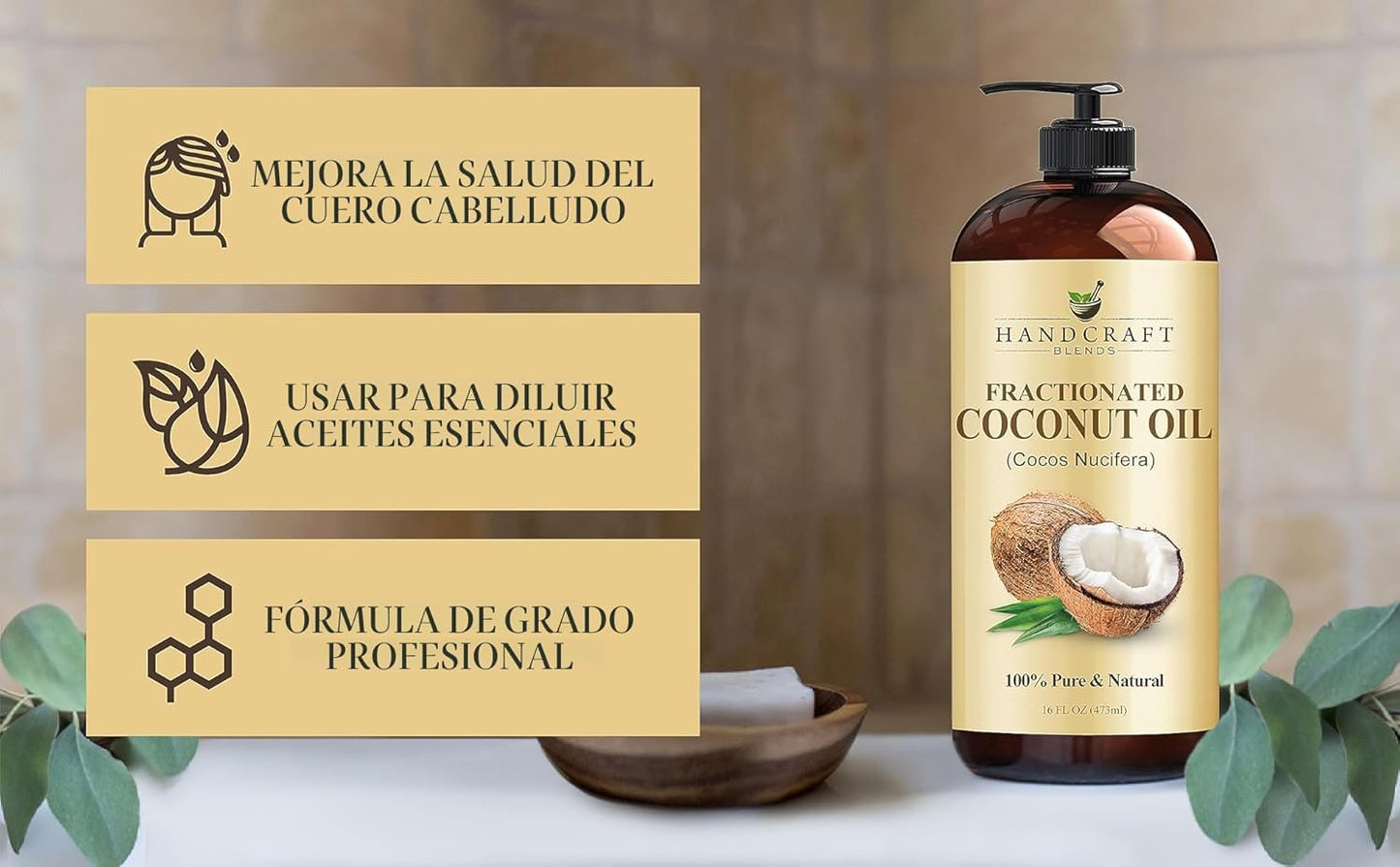 Handcraft Blends Aceite de coco fraccionado \u2013 16 onzas líquida...