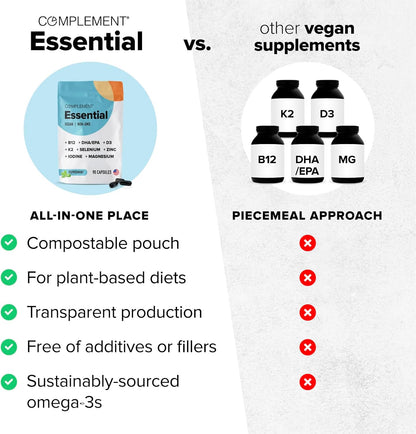 Complement Multivitamínicos veganos para mujeres y hombres, Omega 3...