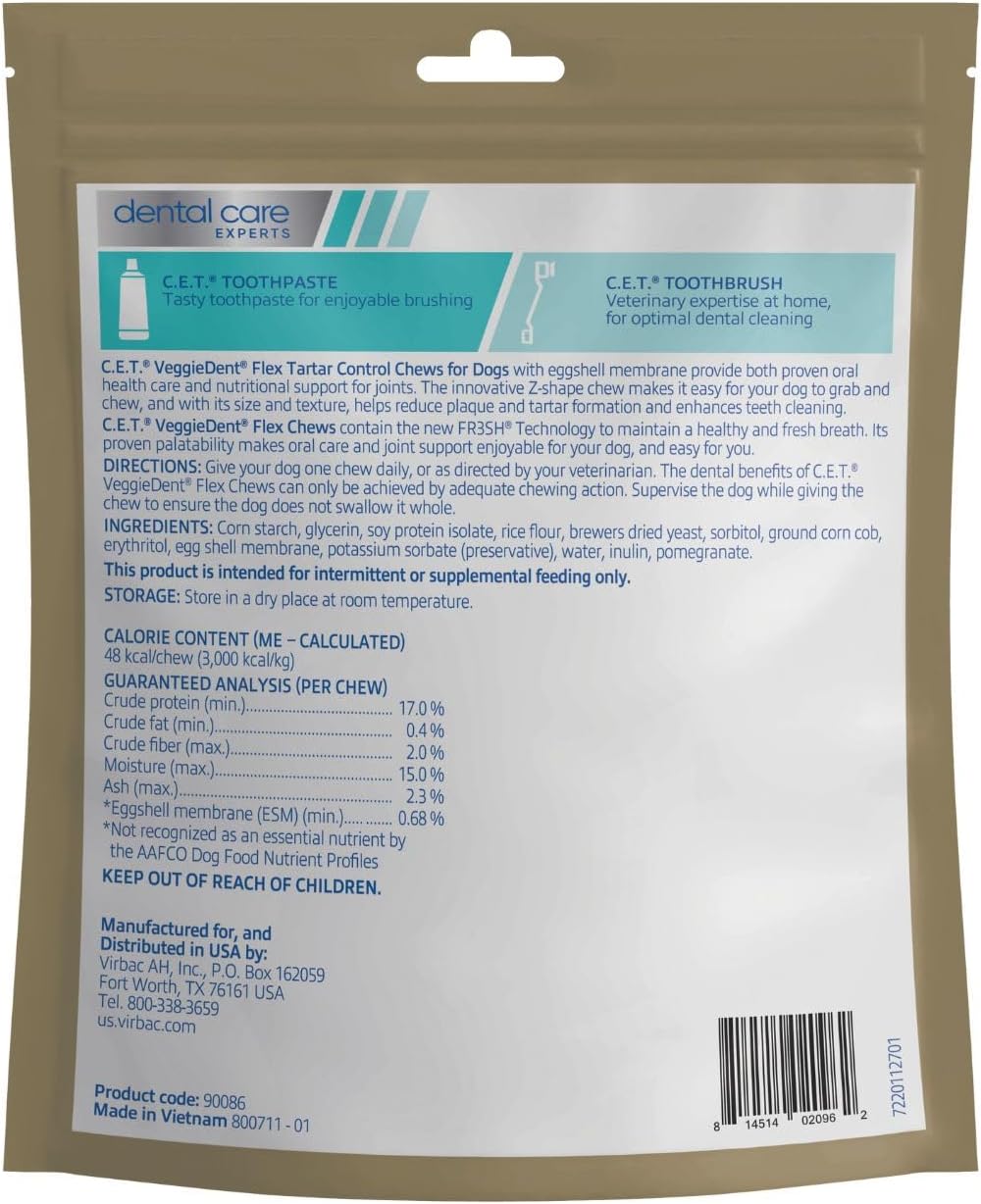 Virbac C.E.T. VEGGIEDENT - Masticables flexibles para control de sa...