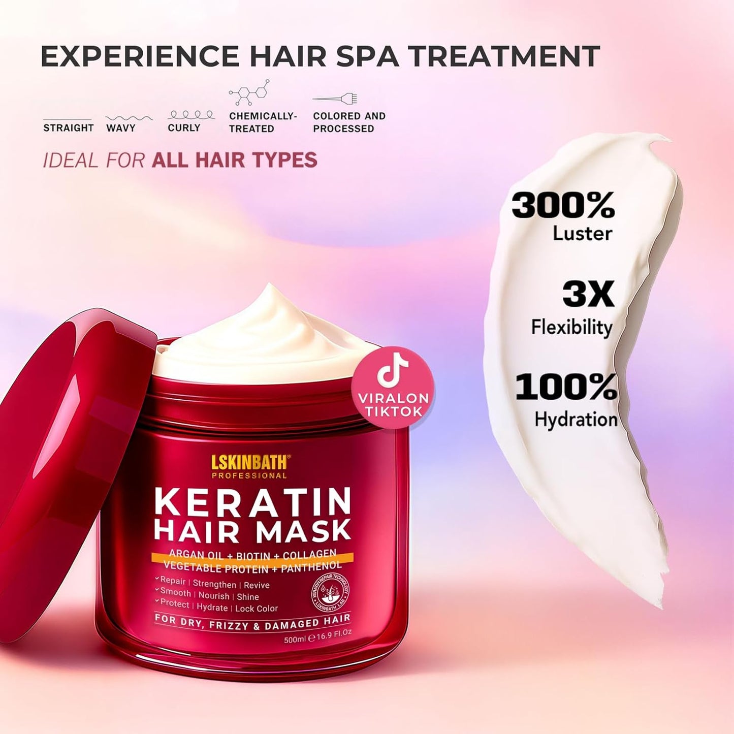 LSKINBATH Mascarilla Capilar Reparadora de Queratina y Colágeno par...
